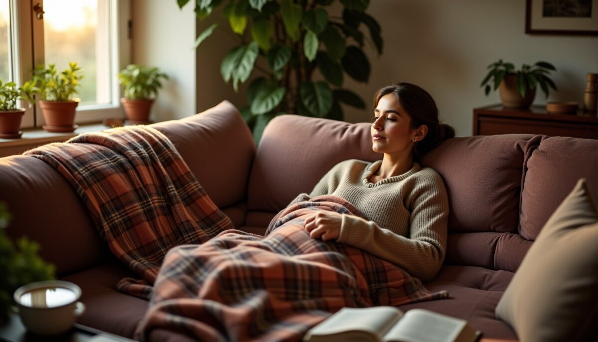 Duux Yentl Striped : le grand plaid chauffant XXL, douceur et chaleur garanties